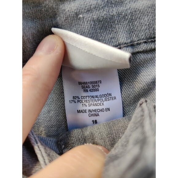 Jacqueline Smith Gray Denim Jean Skirt Light Wash Womens Sz 16 Knee Length Slit - Picture 10 of 12